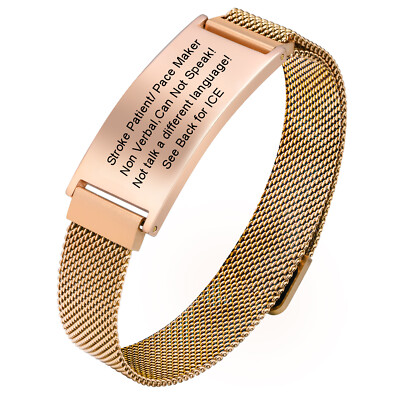 Personalized Medical Alert ID Bracelet Emergency Bangle Wristband Custom Engrave