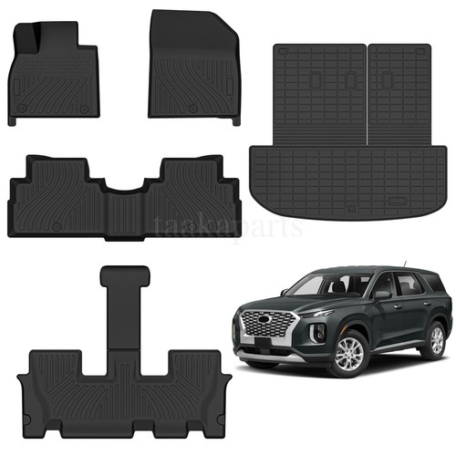 3-рядные коврики для пола + Подкладка багажника Hyundai Palisade All Season TPE 2020-2024 5шт