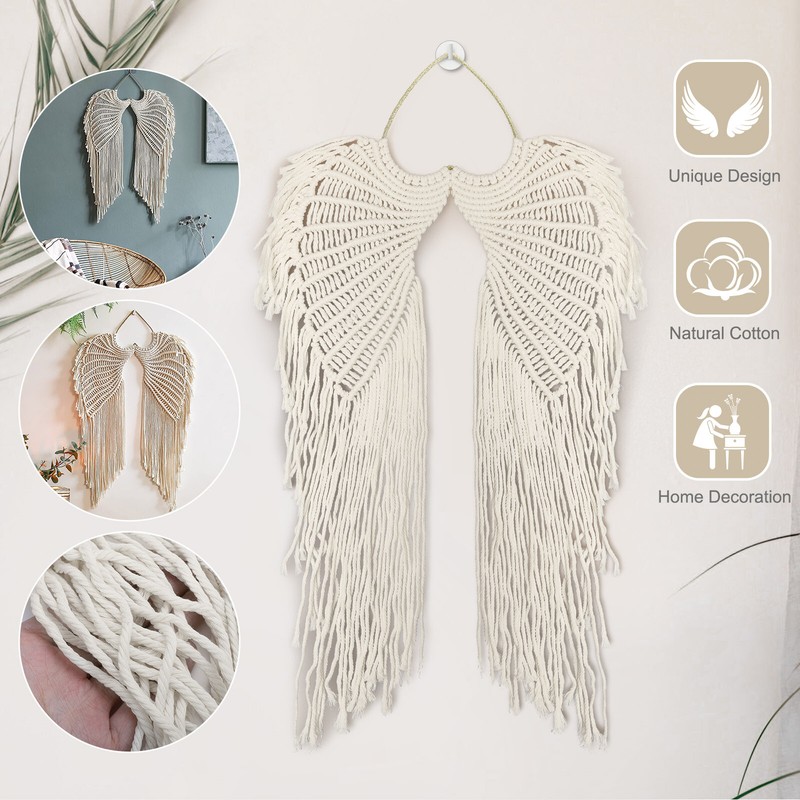 Macrame Boho Tapestry DIY Angel Wing Woven Wall Hanging Home
