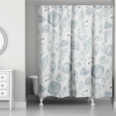 Creative Products Blue Multi Shell on Gray 71x74 Shower Curtain
