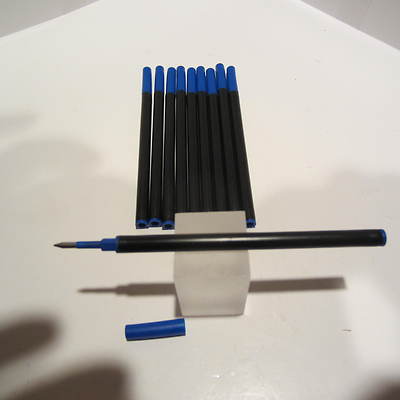 10 STANDARD PLASTIC BLUE FINE ROLLERBALL REFILLS-FIT WATERMAN + VISCONTI+MORE