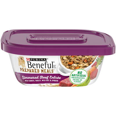  (8 Pack) Prepared Meals Wet Dog Food Simmered Beef Entree, 10 oz Tubs