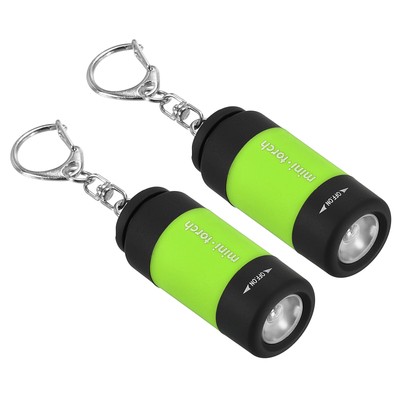 2.1'' Mini Rechargeable LED Keychain Flashlight USB Charging 2 Pack Light Green