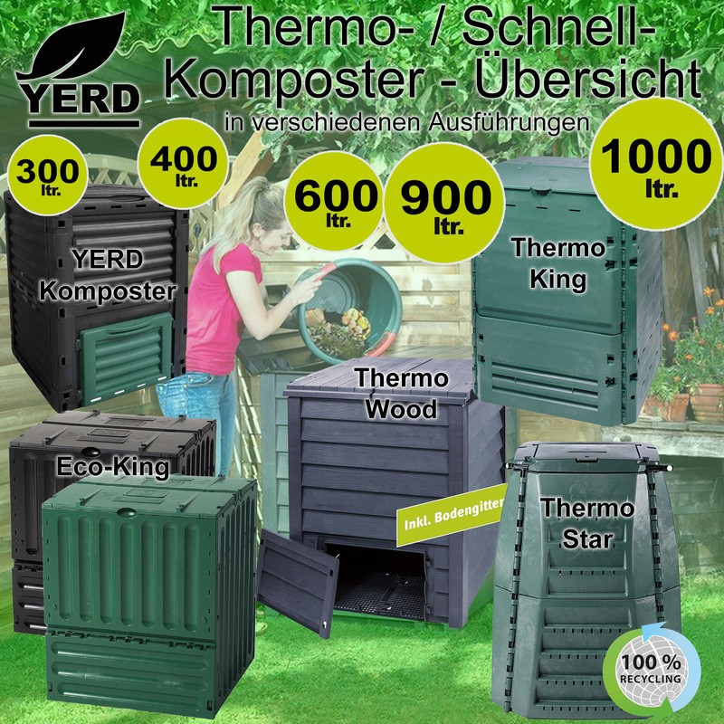Garten Komposter Bio Schnell Thermo Kompost BehÃ¤Lter Versch. GrÃ¶ÃEn 300l - 1000l