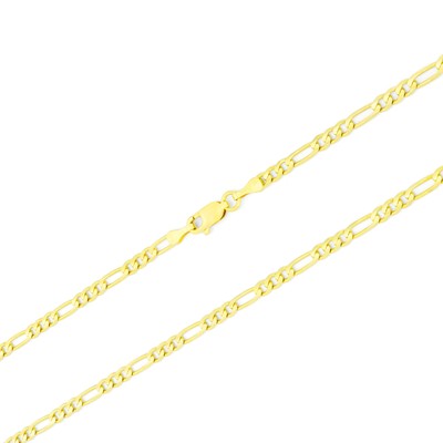 Pre-owned Nuragold 14k Yellow Gold Solid 3.5mm Mens Figaro Chain Link Bracelet Lobster Clasp 8"