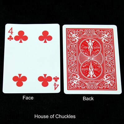 4 of Clubs - Reverse Color - Red Bicycle Back Gaff Playing Card