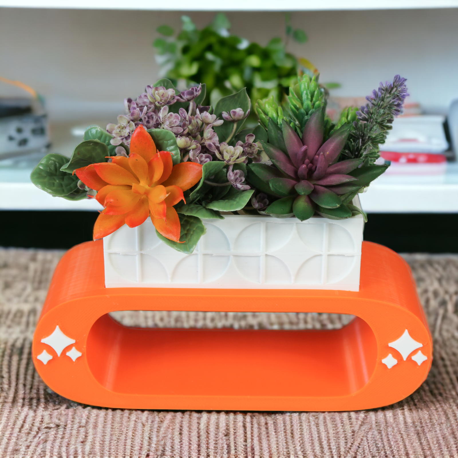 Retro Mid Century Modern Space Age Shelf Planter Home Office Art Deco Decor 60s