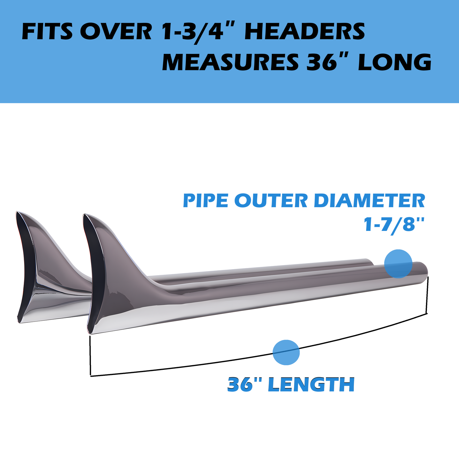 Universal 1.875'' Fishtail Muffler for Motorcycle Exhaust 1.75'' Header Pipes