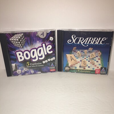Boggle & Scrabble CD-ROM Game (PC Windows Mac) Hasbro Complete w/ Manual CLEAN!