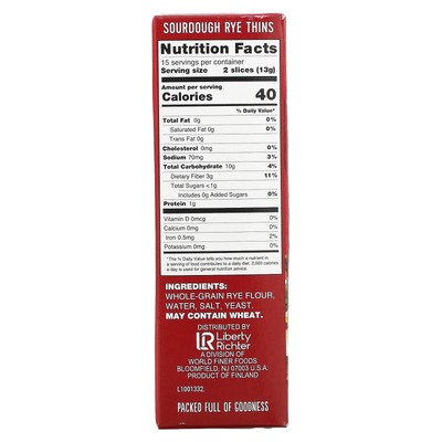 Sourdough Rye Thins, Original, 7 oz (200 g)