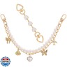 LuneClat 2 Pcs Gold Bag Charm Chain Strap - Decorative Replacement and Extension Chains with Enamel Heart and Peal for Women’s Tote Shoulder and Crossbody Bags Handbag Handle Accessories