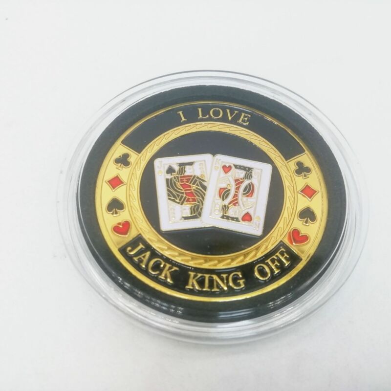Golden I LOVE JACK KING OFF  Casino Poker Card Guard Cover Protector