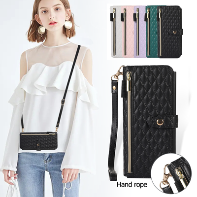 For Samsung Galaxy Z Fold 5/ 4/3 Crossbody Leather Zipper Wallet Case for Women