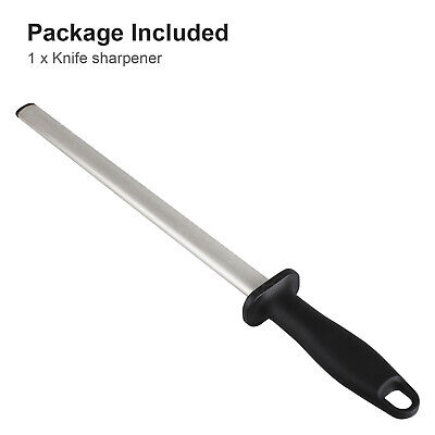 12in Diamond Knife Sharpener Steel Honing Rod Oval Stick Kitchen Sharpening Tool