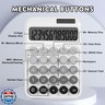 DANRONG Mechanical Switch Calculator with Big Buttons, Calculators Desktop, 12 Digits, Solar Battery Power, Desk Calculator, Large LCD Display,Cute White Calculators for Teachers Students Basic Office