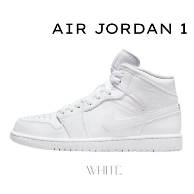 BRAND NEW Air Jordan 1 Mid Triple White NIKE Basketball Shoes Men 13