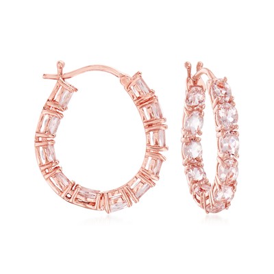 Ross-Simons Morg Inside-Outside Hoop Earrings in 18k Rose Gold Plate 7/8 inches