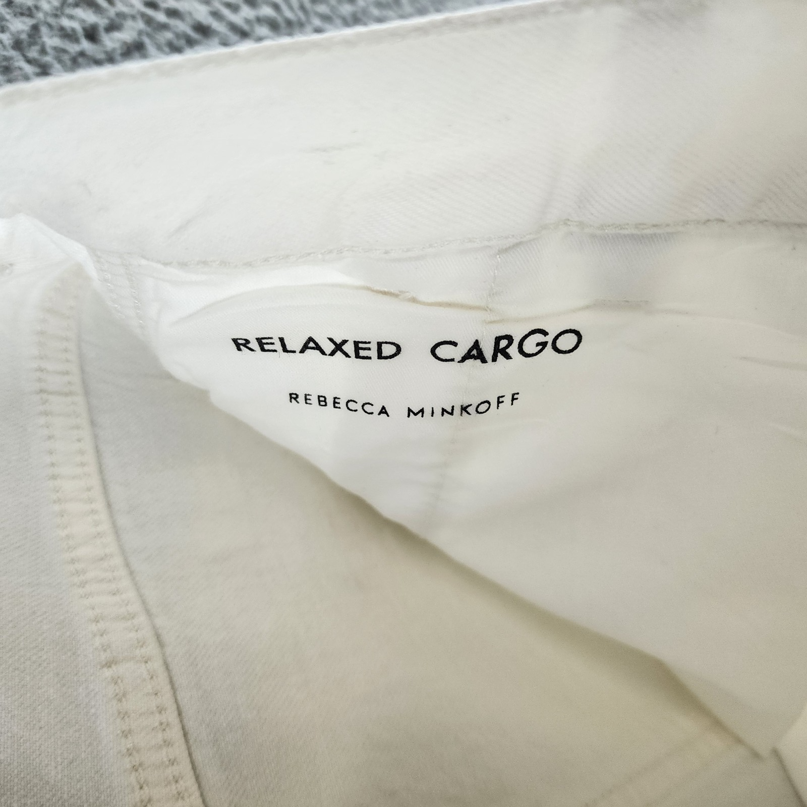 REBECCA MINKOFF Relaxed Cargo Pants Women's 29 Alabaster Zip & Button Closure - Picture 13 of 16