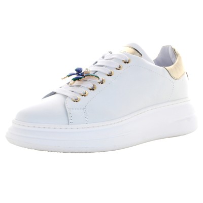 Pre-owned Méliné Meline' P24us Women's Sneakers With Platform Bi 247-acc In White / Gold