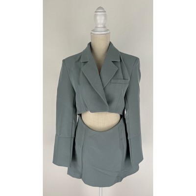 Aria Cove Long Sleeve Cut Out Blazer Mini Dress Womens Size 6 Teal Blue New 