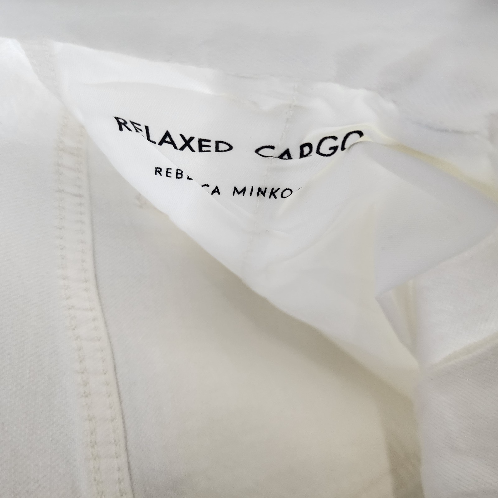 REBECCA MINKOFF Relaxed Cargo Pants Women's 24 Alabaster Zip & Button Closure - Picture 12 of 14