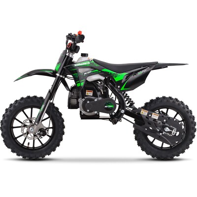 MotoTec Thunder 50cc 2-Stroke Kids Gas Dirt Bike GREEN Mini OffRoad Sports Ride