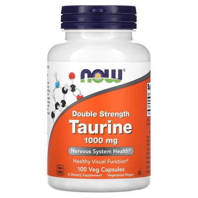 Now Foods Taurine Double Strength 1 000 mg 100 Veg Capsules GMP Quality Assured,