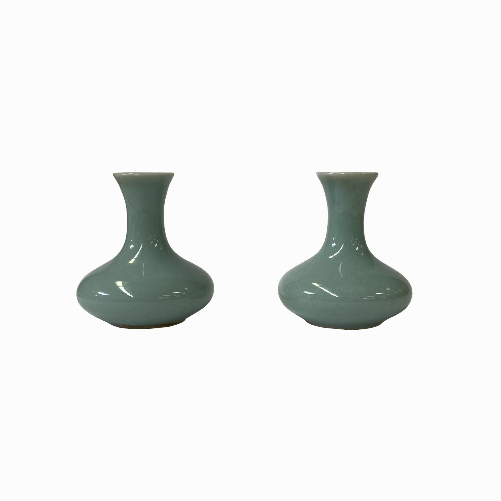 2 x Chinese Clay Ceramic Wu Celadon Green Small Vase Container ws1619S 2 x Chinese Clay Ceramic Wu Celadon Green Small Vase Container ws1619S
