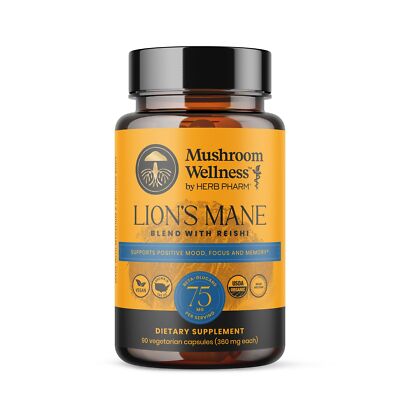 Herb Pharm Lions Mane Blend with Reishi 90 Capsule