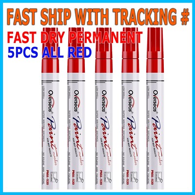5PC Red Paint Pen Marker Waterproof Permanent Car Tire Lettering Rubber Letter