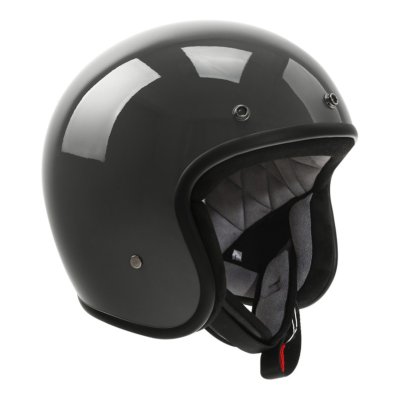 DOT Helmet Adult Motorcycle Open Face Retro Vintage Gunship Gray Double D Ring