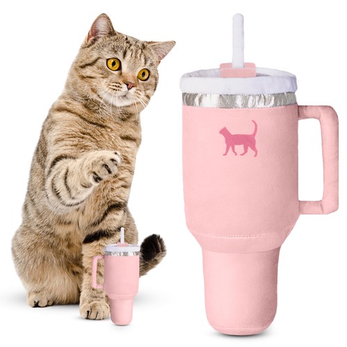 PUPROAR Kitty Cup Catnip Cat Toy, Cute Girly Kitten Gift, Pink PeachDust