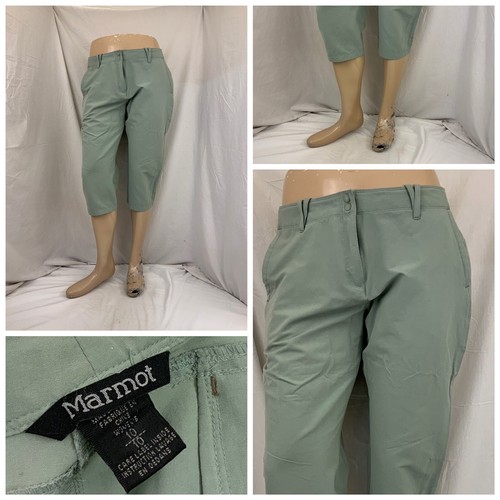 パンツ the apartment STABRIGE Marmot Pants Marmot Pants Sz 10 Green Flat Front Cropped Nylon Stretch