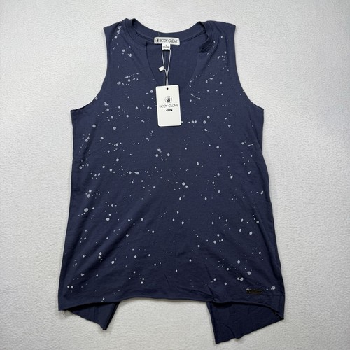 Body Glove athletic tank top open back crew neck midnight blue womens S NWT
