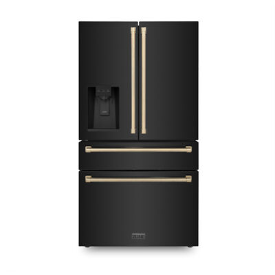 ZLINE 36'' NEW FRENCH DOOR BLACK STAINLESS REFRIGERATOR BRONZE RFMZ-W-36-BS-CB
