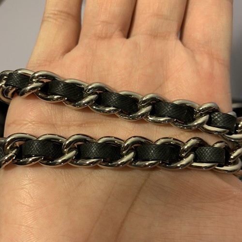 COACH Large Black Handbag In Silver Chain Strap