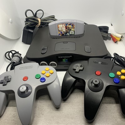Nintendo 64 Console NFL 2 Controllers /Original Cables Starter Bundle