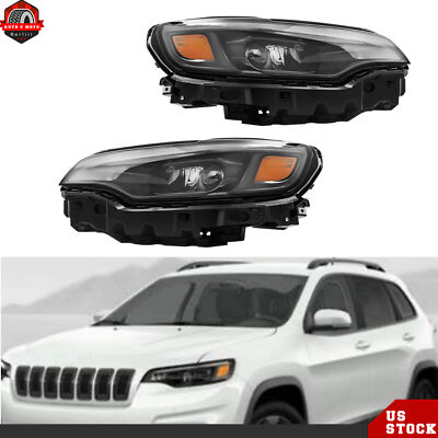 For 2019-2021 2022 Jeep Cherokee Black LED Headlights W/Ballast Right&Left Side