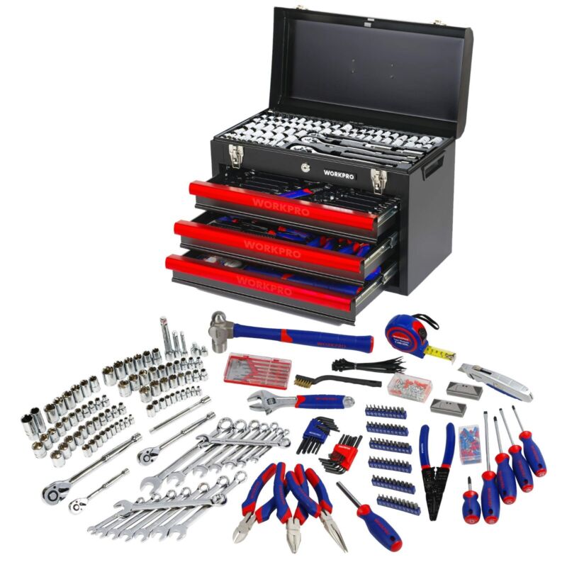 408-Piece Mechanics Tool Set, General Household Home Repair Tool Kit wit