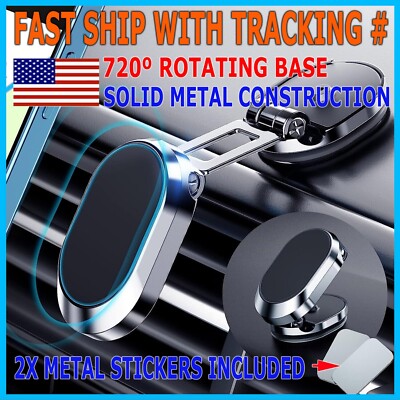 360° Rotation Magnetic Phone Holder Foldable Car Mount Stand Dashboard Universal
