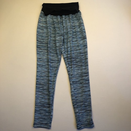 Motherhood Maternity Leggings Athletic Large Blue Stripe Full Lengthy Secret Fit