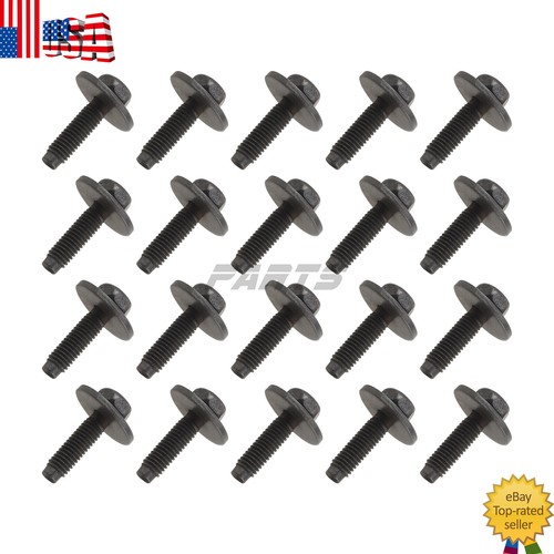 M6-1.0 x 20mm Flanged Hex Head Bolts Flange Screws Black Oxide Finish - 20Pcs