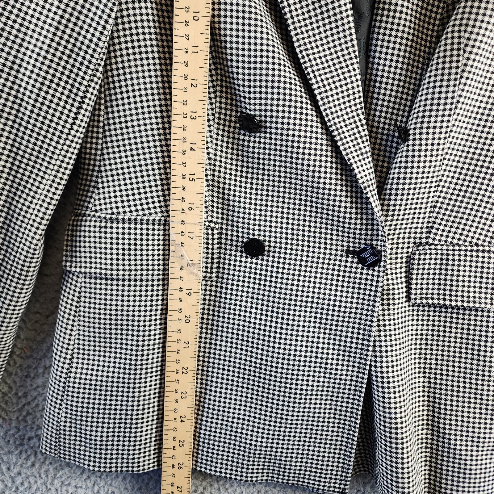 Karl Lagerfeld Houndstooth Double-Breasted Blazer Women's 2 Black/White L/S - Picture 9 of 14