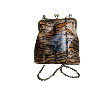 Patricia Nash 10th Anniversary - Cognac Tiger Leather Novella Shoulder Bag