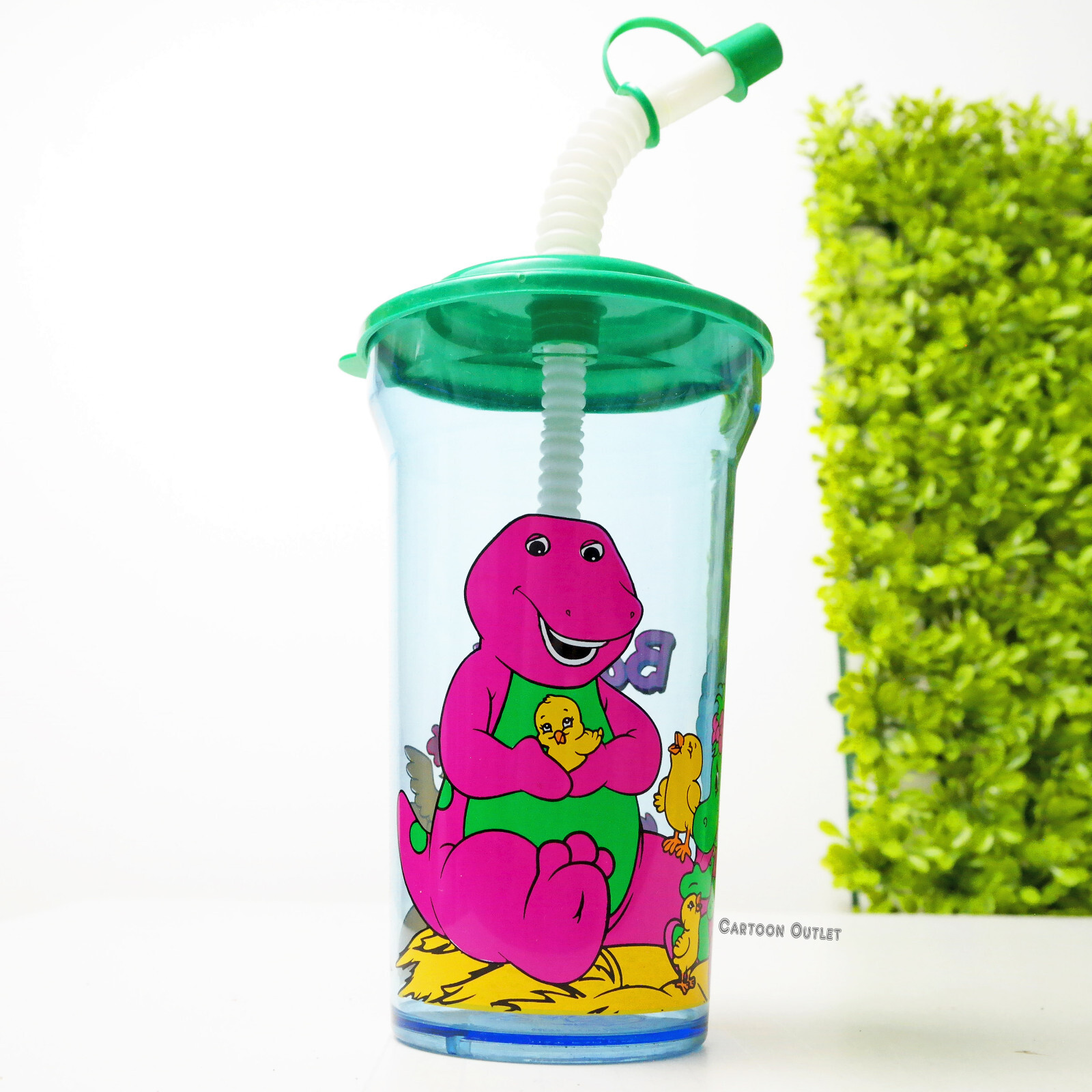 Barney Plastic blue Cup New Vintage Zak Designs With Straw