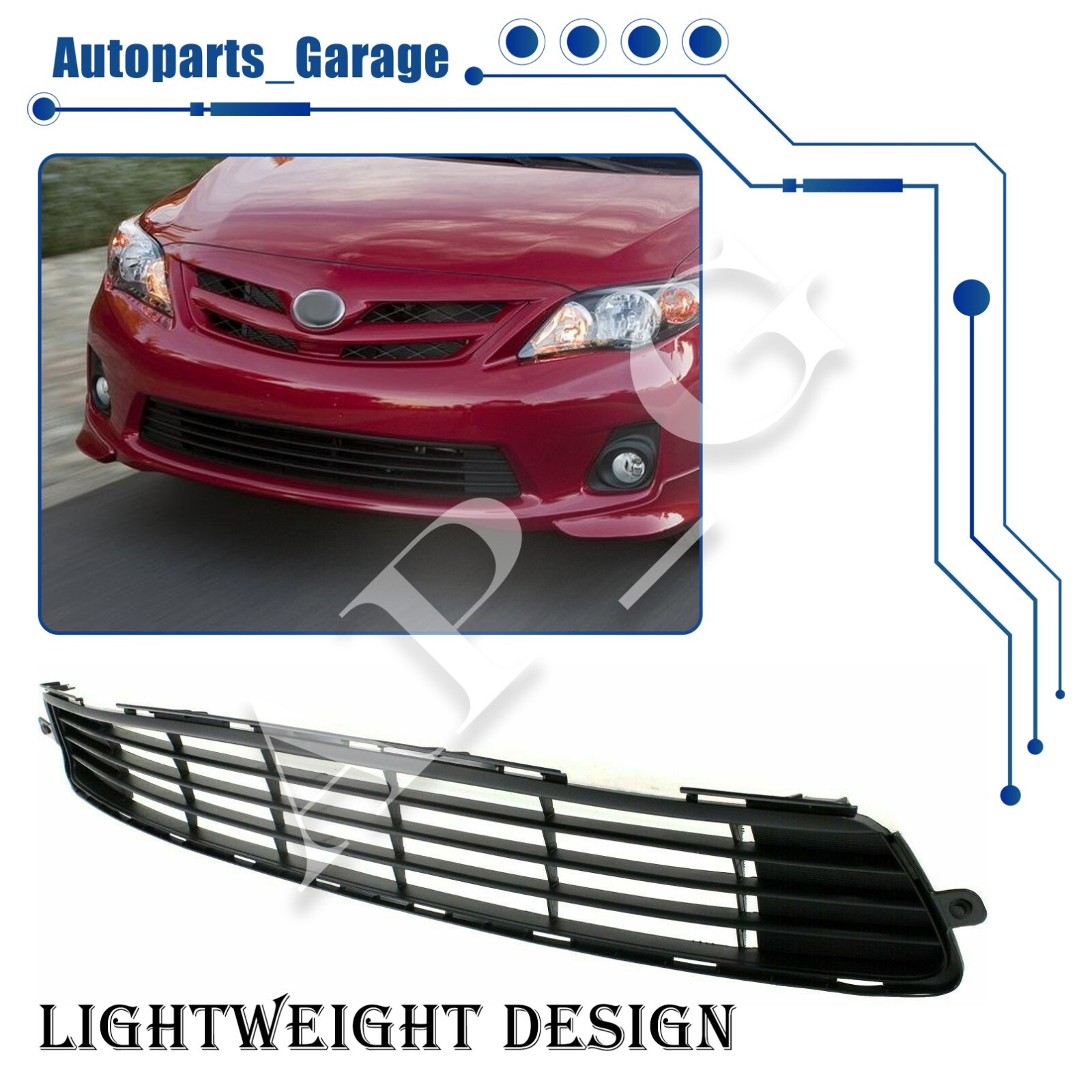 Front Bumper Grille Black Front Lower Grille For 2011‑2013 Toyota Corolla – Black Mesh, Direct Replacement | Fits TO1036125, 5311202280 Black Mesh Grille - Foto 3