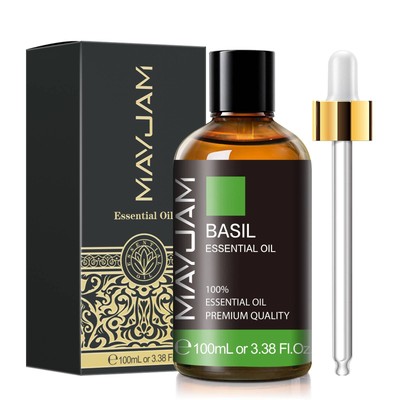 MAYJAM 100ml Basil Essential Oil 100% Pure & Natural Aromatherapy Oils Hair Skin