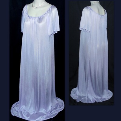NEW M/L BUST 46 ONLY NECESSITIES LONG LAVENDER NYLON 80'' HEM FLR LNTGH NIGHTGOWN