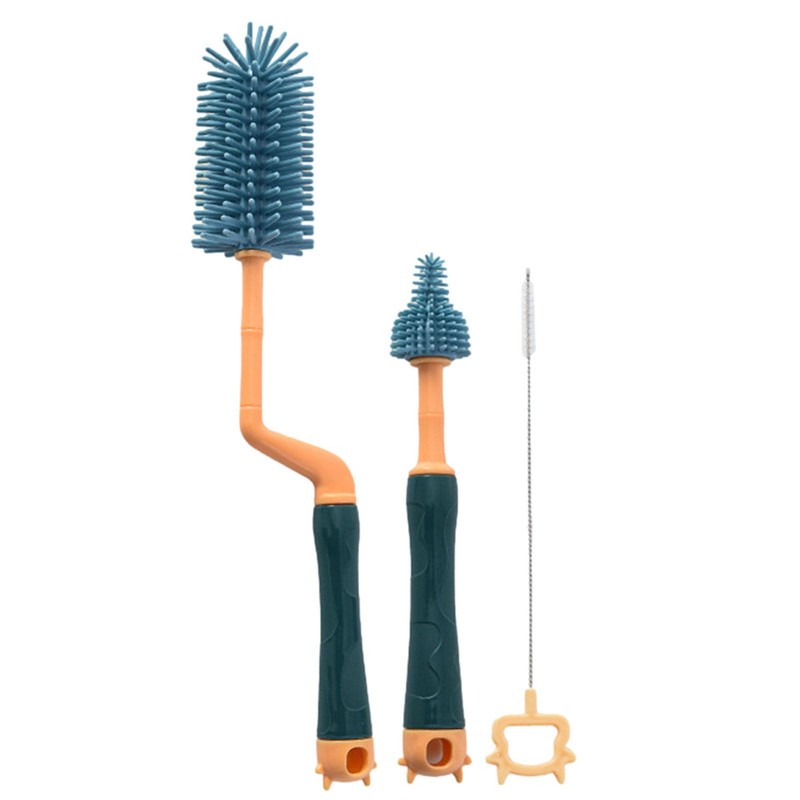Baby Bottle Cleaning Brush Set 360&deg; Silicone Bristle Milk Bottle Cleaning Brush