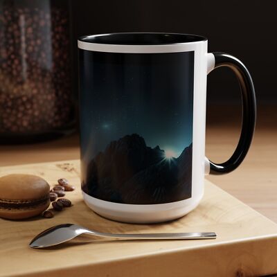 Asteroid Comet Flying Across Night time sky line blue colored Accent Coffee Mug 